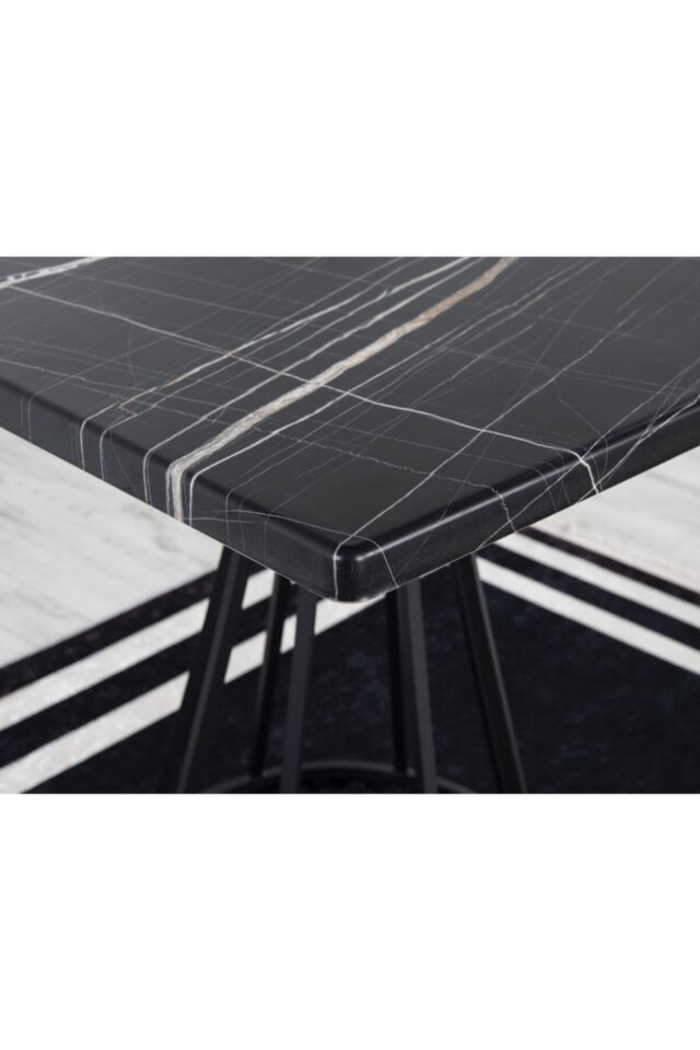 Ada 2 Kişilik 80x80 Yemek Masası Takımı-mutfak Masası Takımı Siyah Mermer