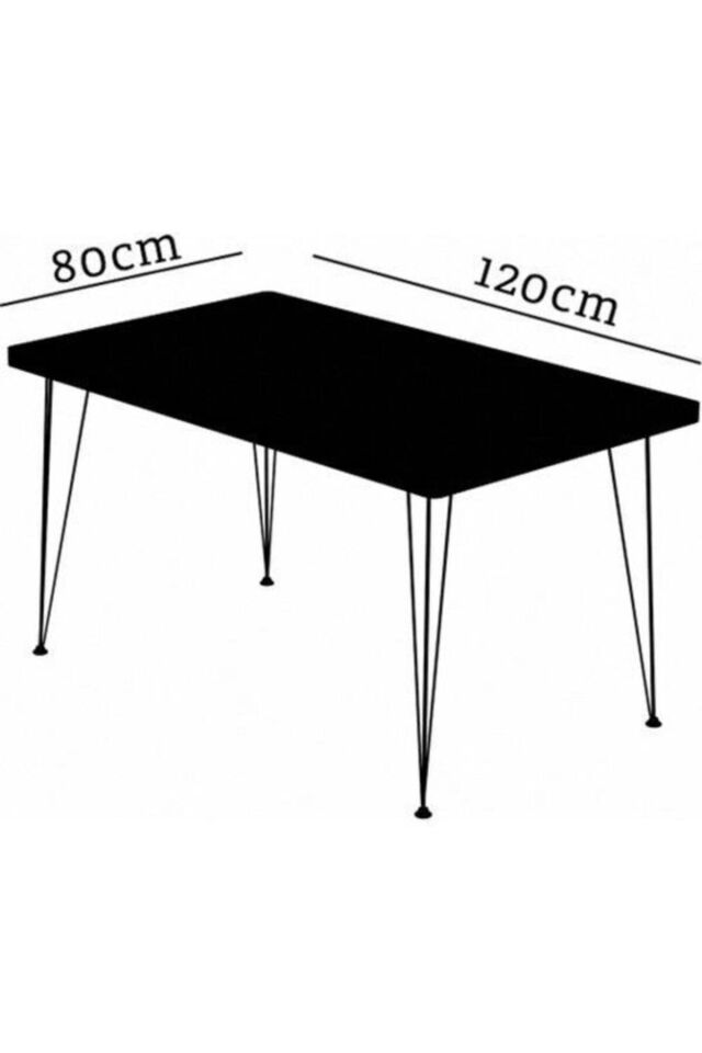 Avvio Rozalin 4 Kişilik Siyah Mermer Görünümlü Metal Mutfak Masası Takımı Siyah Tel Sandalyeli 80x120 cm