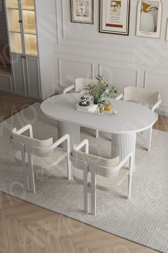 Pruva Bohem Ayak 4'lü Tokyo Metal Demonte Sandalye 80x140 Masa Sandalye Takımı