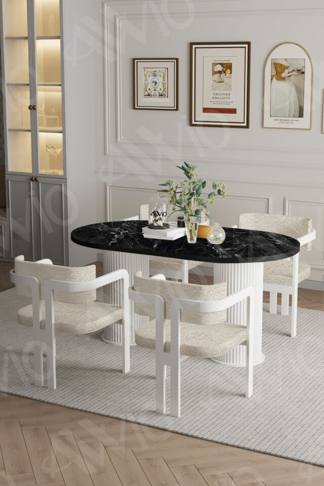 Pruva Bohem Ayak 4'lü Tokyo Metal Demonte Sandalye 80x140 Masa Sandalye Takımı