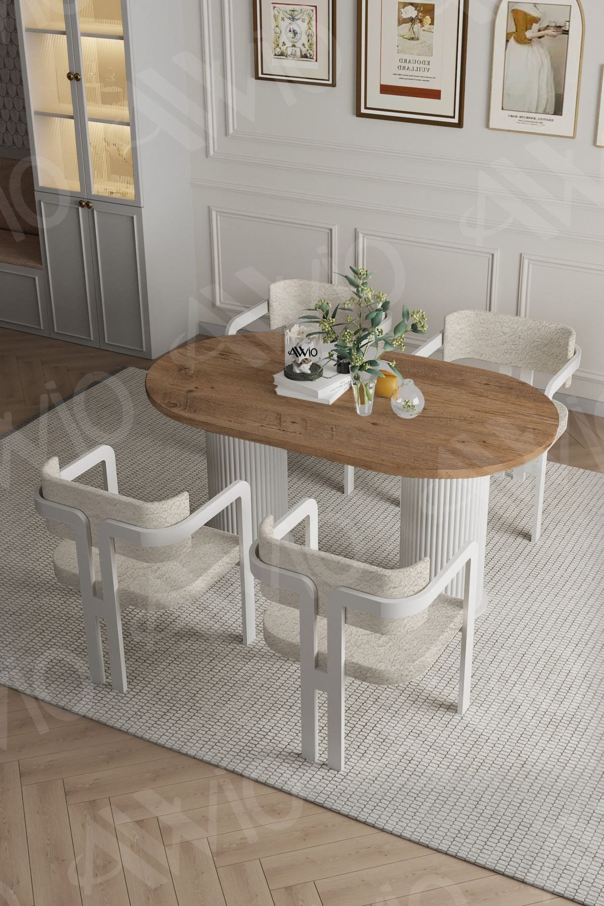 Pruva Bohem Ayak 4'lü Tokyo Metal Demonte Sandalye 80x140 Masa Sandalye Takımı