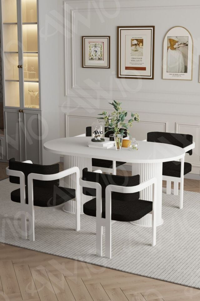 Caren Bohem Ayak 4'lü Tokyo Metal Demonte Sandalye 80x140 Masa Sandalye Takımı