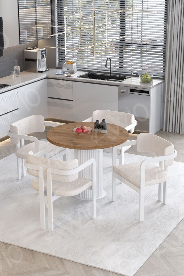 Matris Bohem Ayak 4'lü Tokyo Metal Demonte Sandalye 90x90 Masa Sandalye Takımı