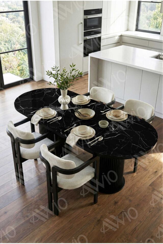 Nidya Bohem Ayak 4'lü Tokyo Metal Demonte Sandalye 80x140 Masa Sandalye Takımı