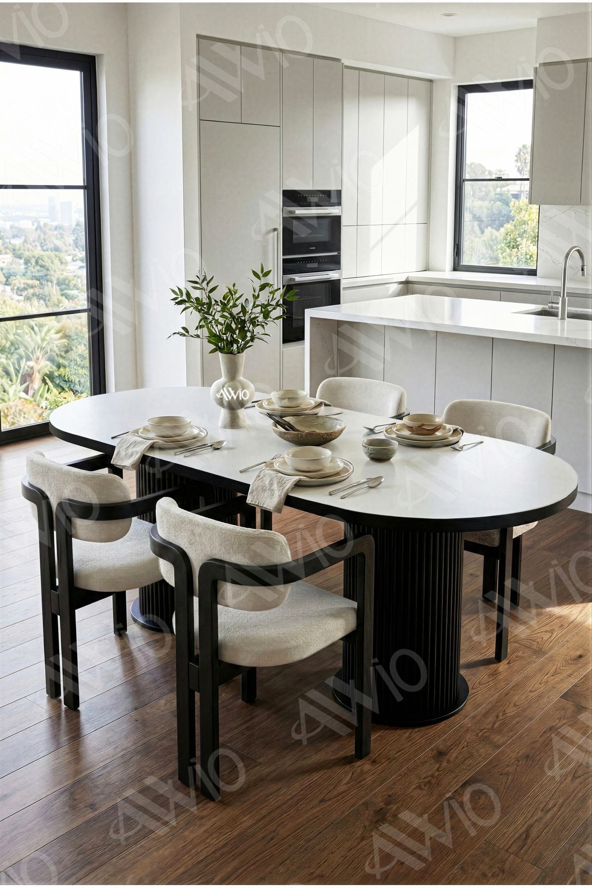 Nidya Bohem Ayak 4'lü Tokyo Metal Demonte Sandalye 80x140 Masa Sandalye Takımı