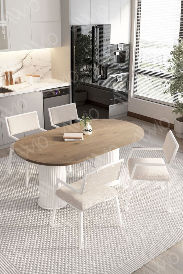 TRACY Bohem Ayak 80x140 Yemek Masası Mutfak Masası 4 Kişilik Masa Sandalye Takımı