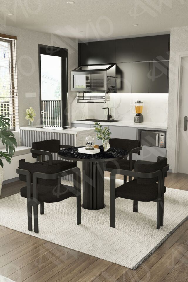 Moon Bohem Ayak 4'lü Tokyo Sandalye 90x90 Masa Sandalye Takımı