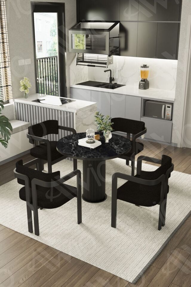 Moon Bohem Ayak 4'lü Tokyo Sandalye 90x90 Masa Sandalye Takımı