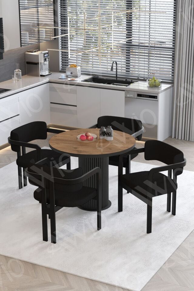 Moon Bohem Ayak 4'lü Tokyo Sandalye 90x90 Masa Sandalye Takımı