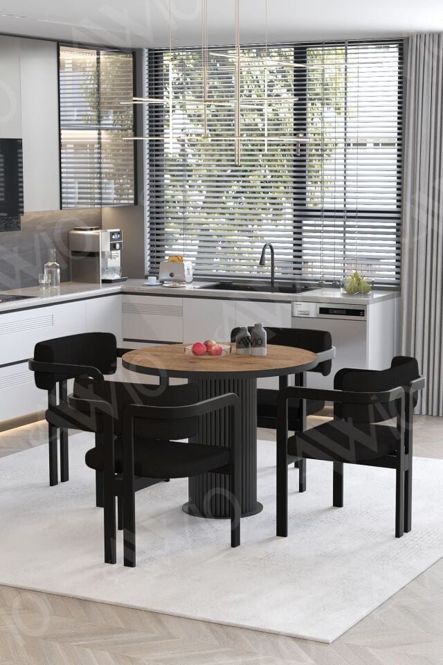 Moon Bohem Ayak 4'lü Tokyo Sandalye 90x90 Masa Sandalye Takımı