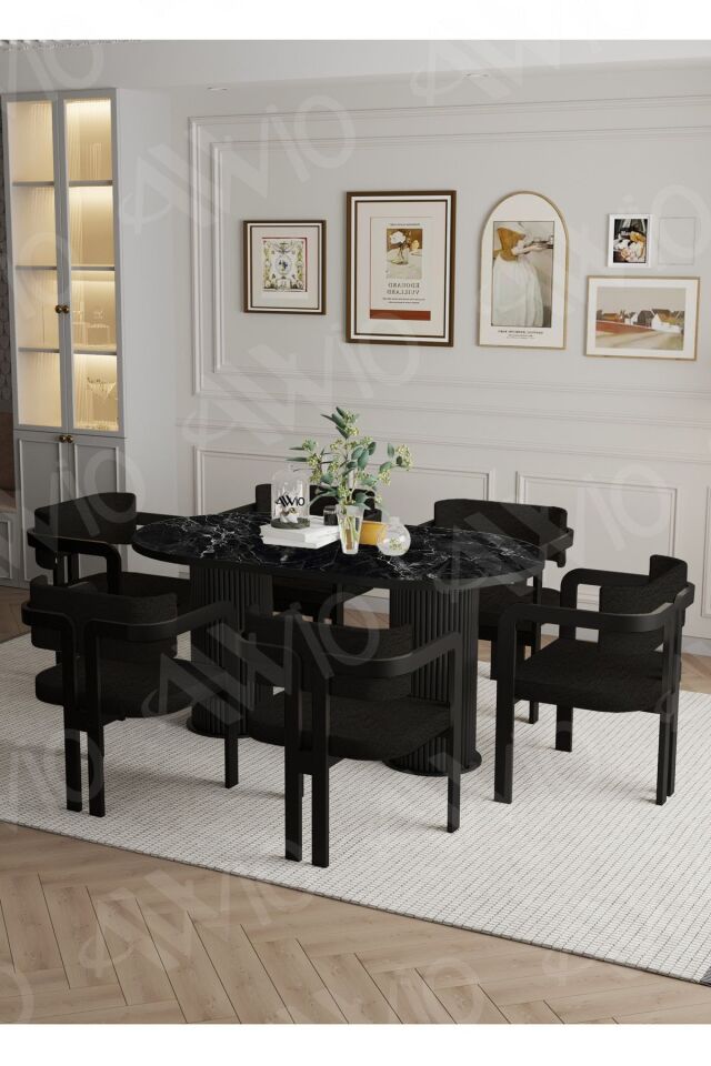 Bohem Ayak 6'lı Tokyo Metal Demonte Sandalye 80x180 Masa Sandalye Takımı