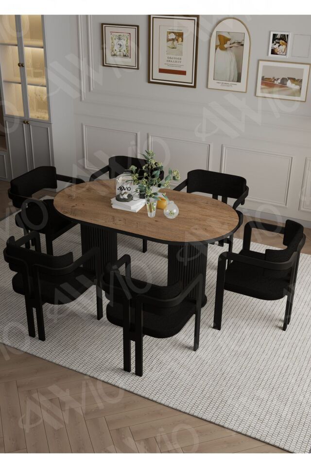 Bohem Ayak 6'lı Tokyo Metal Demonte Sandalye 80x180 Masa Sandalye Takımı