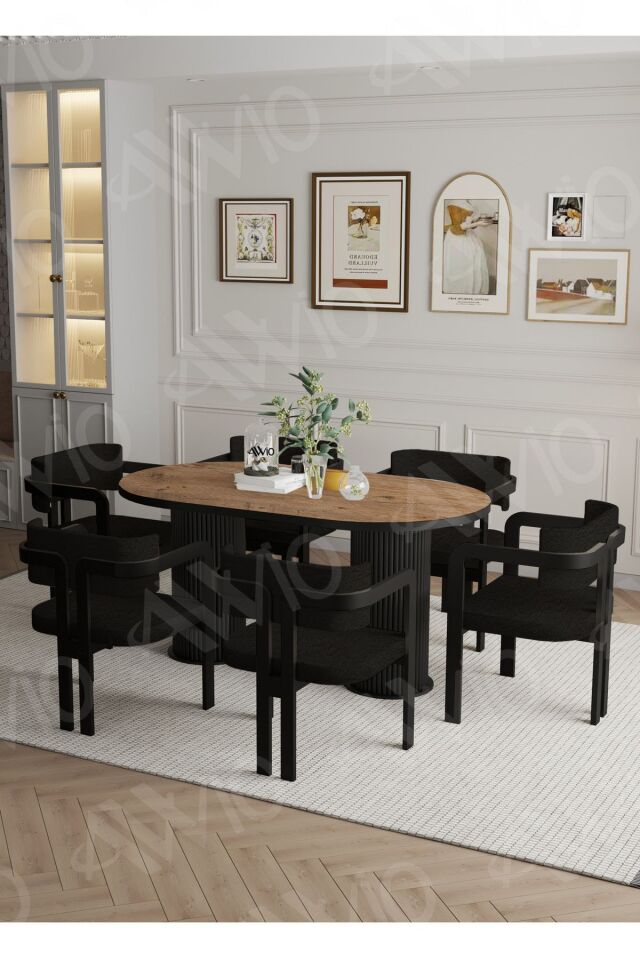 Bohem Ayak 6'lı Tokyo Metal Demonte Sandalye 80x180 Masa Sandalye Takımı