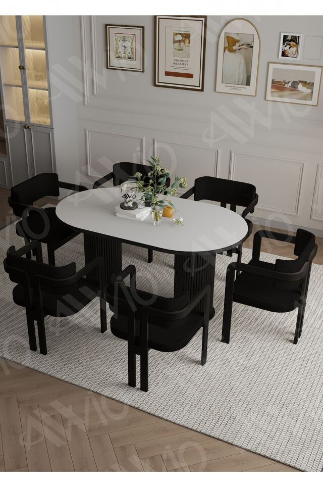 Bohem Ayak 6'lı Tokyo Metal Demonte Sandalye 80x180 Masa Sandalye Takımı