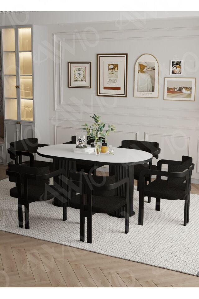 Bohem Ayak 6'lı Tokyo Metal Demonte Sandalye 80x180 Masa Sandalye Takımı