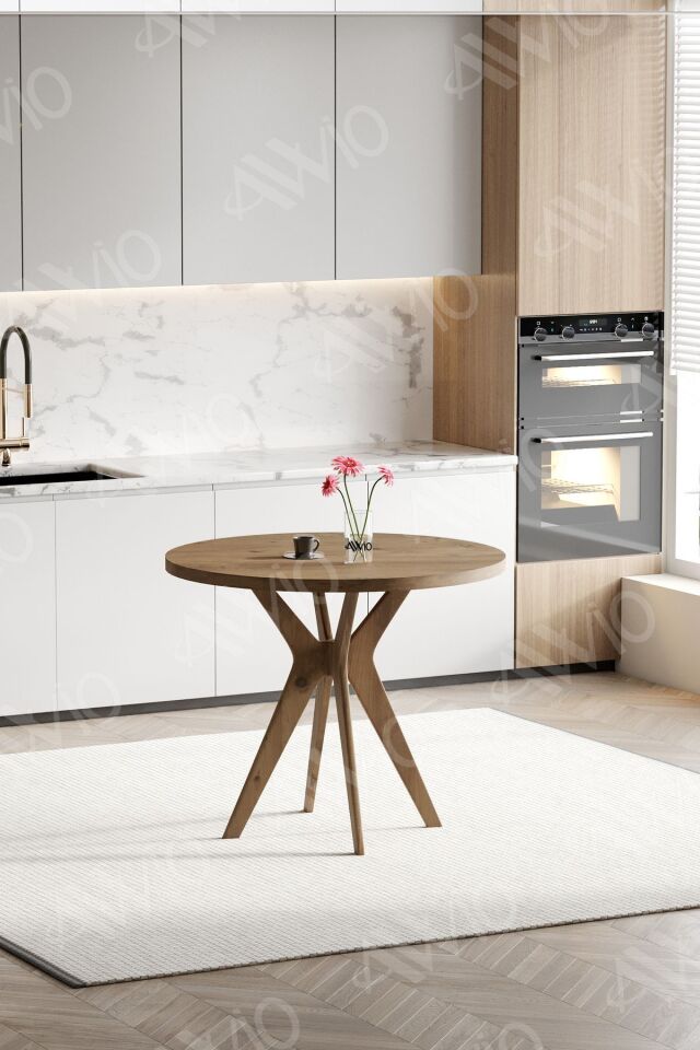 Paul Serisi 90x90cm Yuvarlak Mutfak Masası Yemek Masası Balkon Masası Cafe Masası