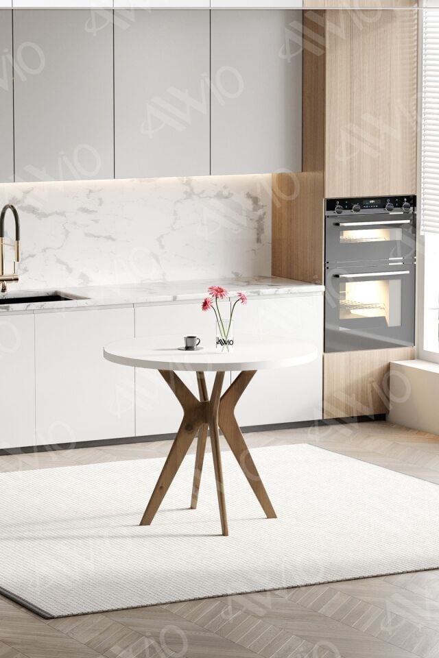 Paul Serisi 90x90cm Yuvarlak Mutfak Masası Yemek Masası Balkon Masası Cafe Masası