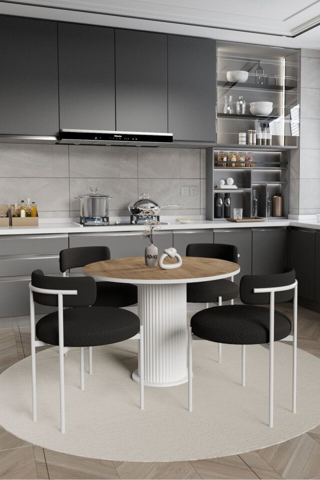 Ares Bohem Lake Mdf Ayak 90x90 Yemek Masası Mutfak Masası Masa Sandalye Takımı