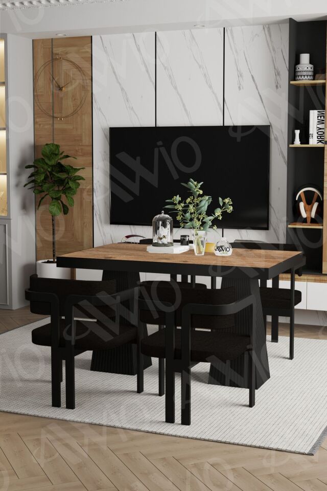 Veroni Lake MDF Ayak Tokyo Demonte Sandalye 80x120 Yemek Masası Mutfak Masası 4 Kişilik