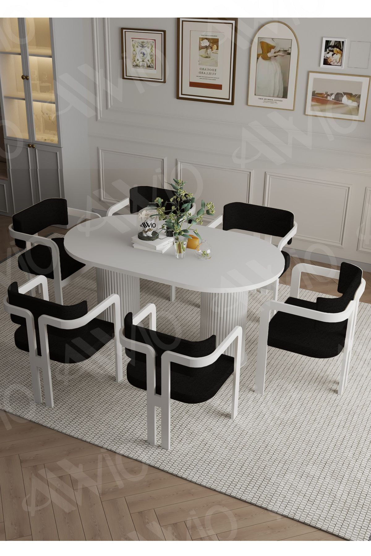 Romeo Bohem Ayak 6'lı Tokyo Metal Demonte Sandalye 80x160 Masa Sandalye Takımı