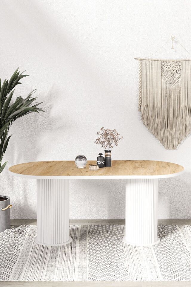 Kiev Bohem Lake Mdf Beyaz Ayaklı 80x140 Mutfak Masası Yemek Masası