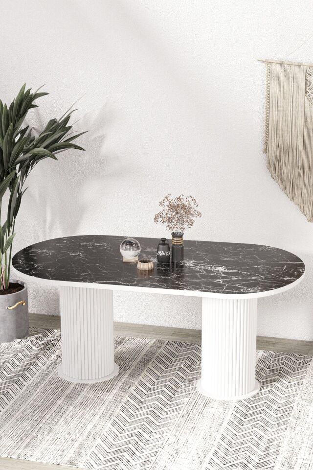 Kiev Bohem Lake Mdf Beyaz Ayaklı 80x140 Mutfak Masası Yemek Masası