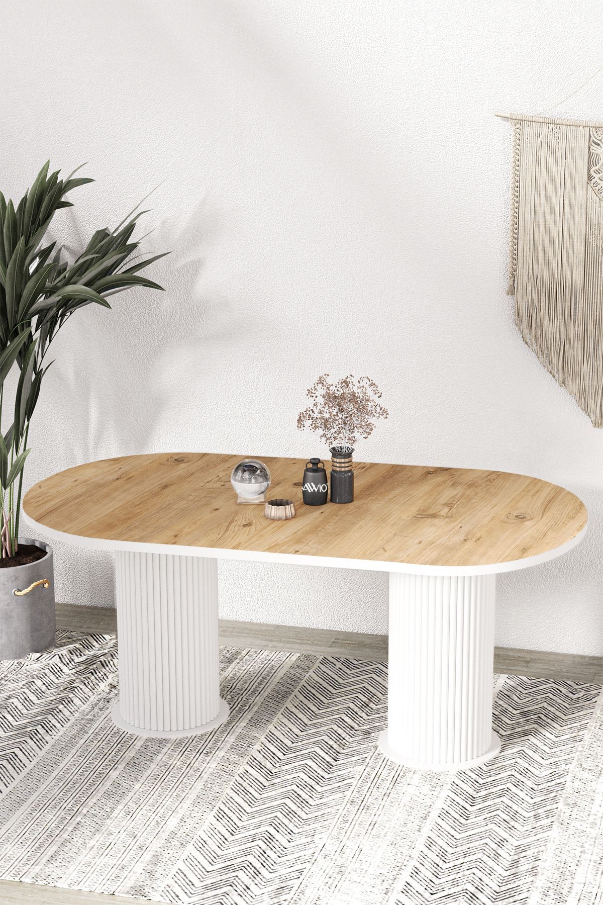 Kiev Bohem Lake Mdf Beyaz Ayaklı 80x140 Mutfak Masası Yemek Masası