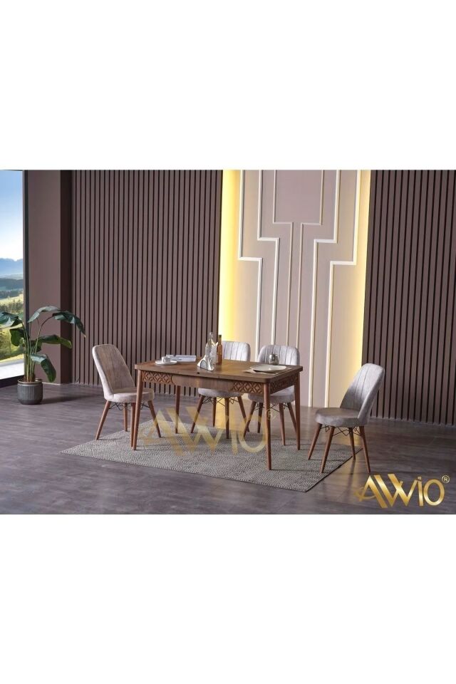 Belinda Yemek Masası Mutfak Masası Açılır Masa Takımı 4 Sandalyeli