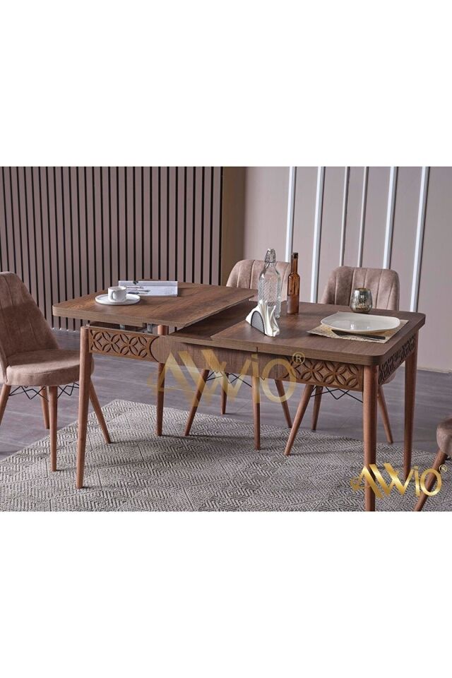 Belinda Yemek Masası Mutfak Masası Açılır Masa Takımı 4 Sandalyeli