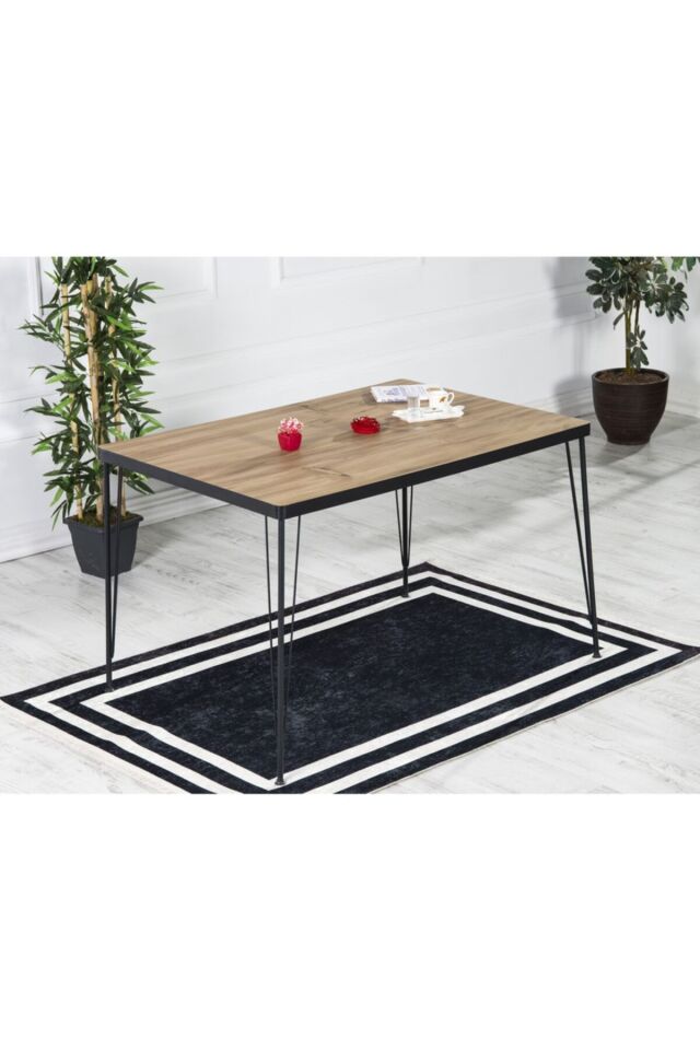 Beren Yemek Masası Takımı - Mutfak Masası Takımı Mermer Görünümlü 80x120 Oval Kenar