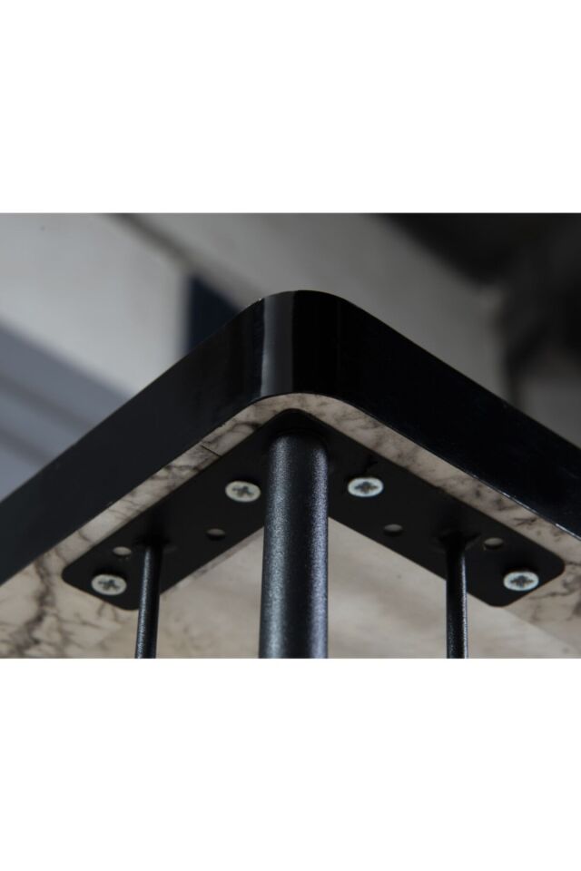 Beren Yemek Masası Takımı-mutfak Masası Takımı Mermer Görünümlü 80x120 Oval Kenar