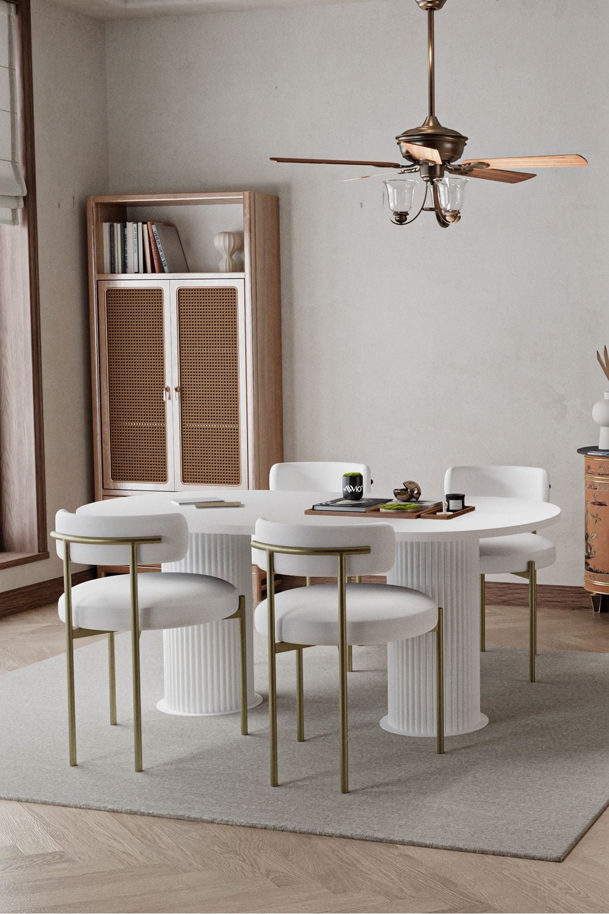 West Beyaz Bohem Ayak 80x160 Yemek Masası & Mutfak Masası & Salon Masası Masa Sandalye Takımı