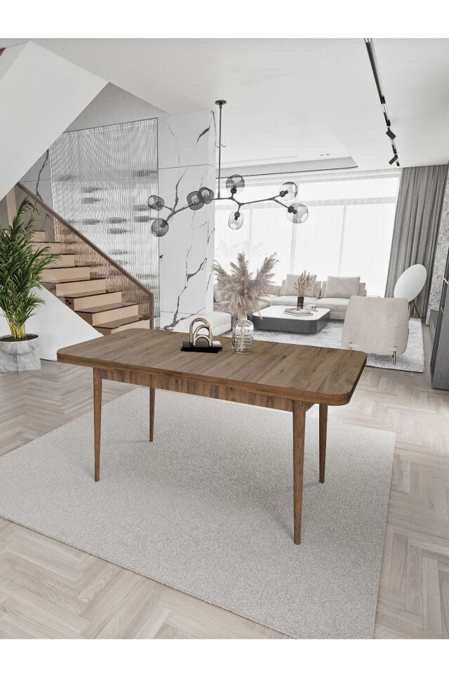 Sümela Açılabilir Tek Masa Barok Ceviz Mutfak Masası Yemek Masası Açılır 80X130