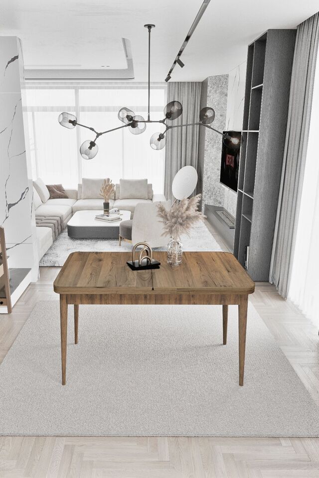 Sümela Açılabilir Tek Masa Barok Ceviz Mutfak Masası Yemek Masası Açılır 80X130