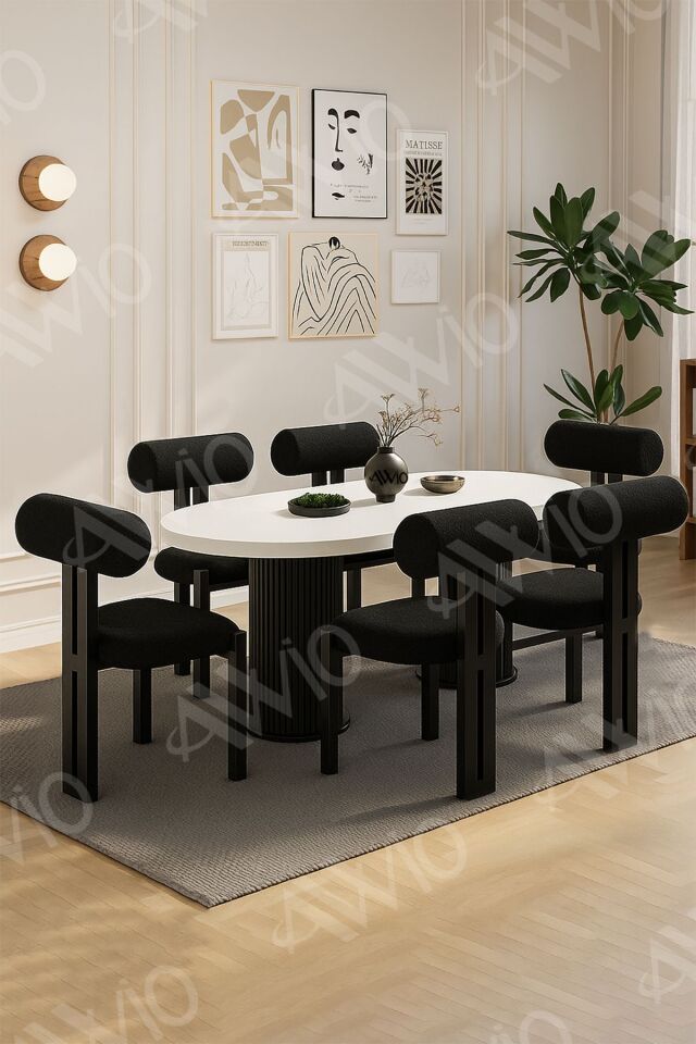 Verona Bohem Ayak 6'Lı Metal Pofi Demonte Sandalye 80x160 Masa Sandalye Takımı