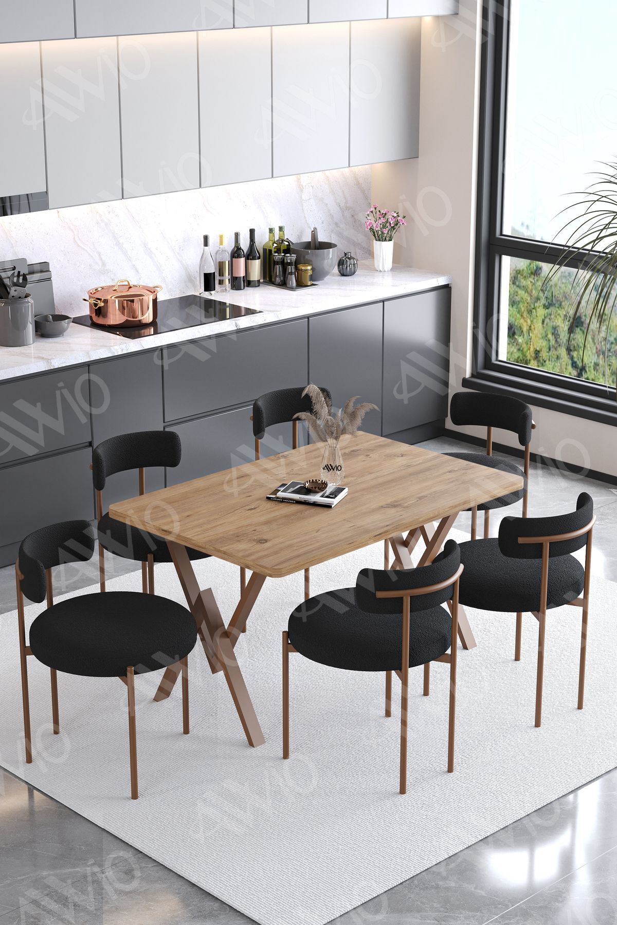 Teddy Sandalye 80x140 Yemek Masası Mutfak Masası 6 Kişilik Masa Sandalye Takımı