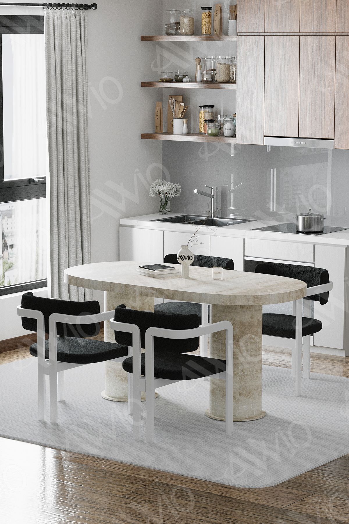 Nora Traverten 80X 160 Yemek Masası Mutfak Masası 4 Kişilik Masa Sandalye Takımı