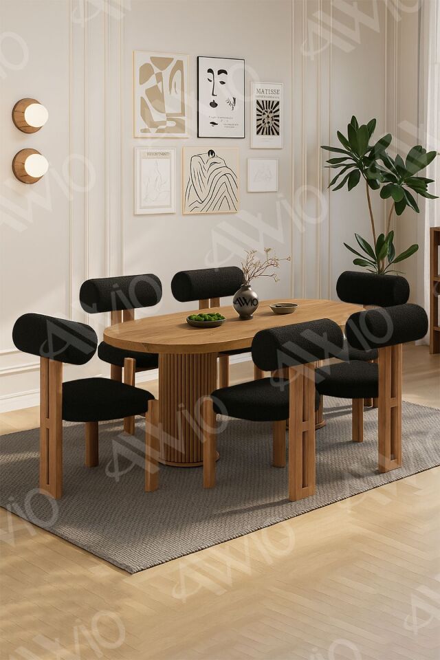 İcon Bohem Ayak 6'lı Metal Pofi Demonte Sandalye 80x160 Masa Sandalye Takımı