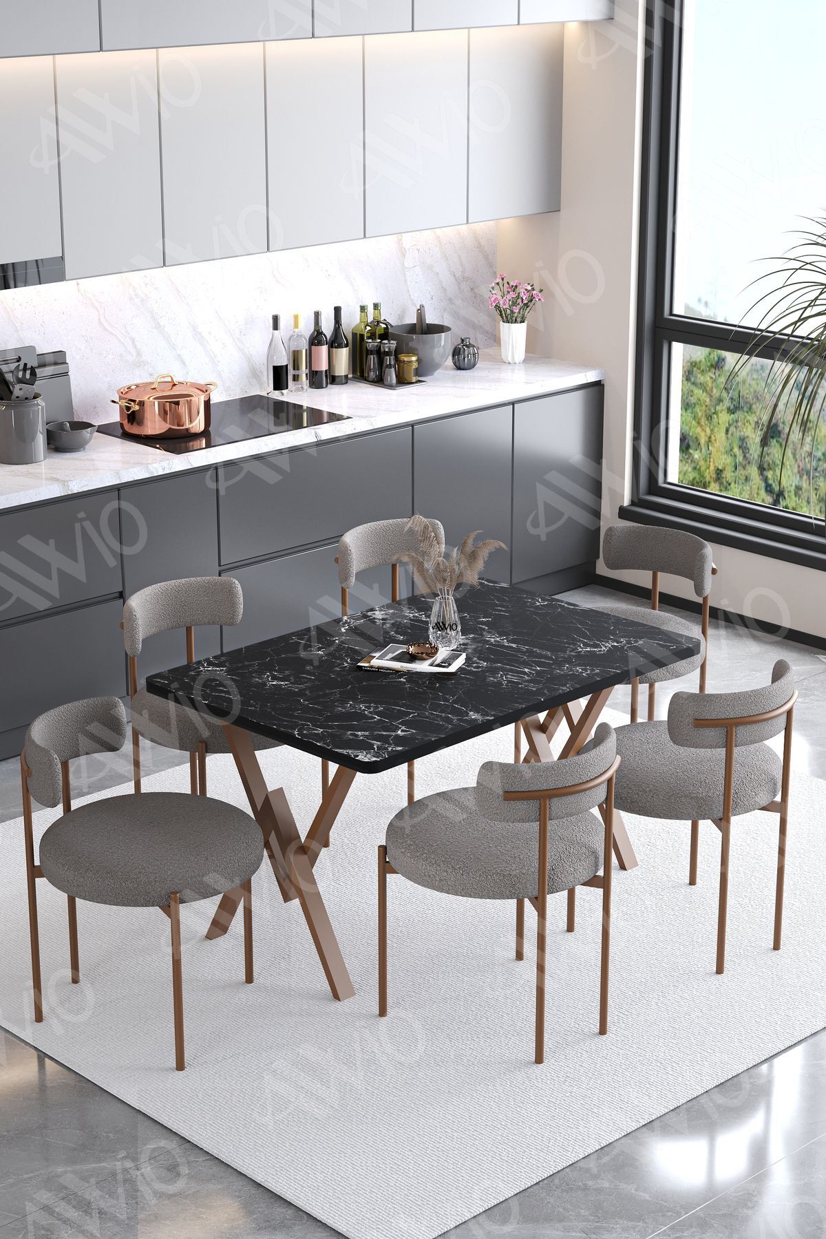 Teddy Sandalye 80x140 Yemek Masası Mutfak Masası 6 Kişilik Masa Sandalye Takımı