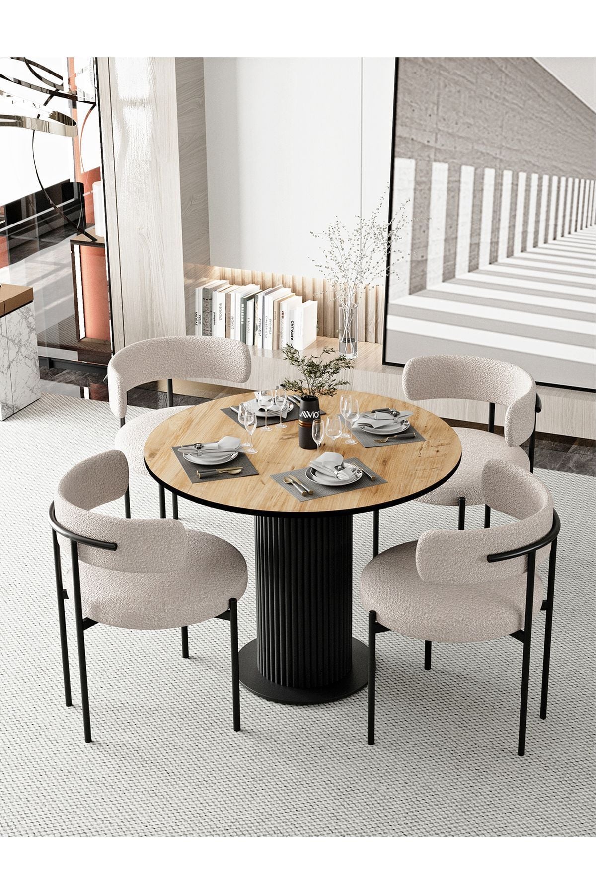 RİO 90X90 YUVARLAK MUTFAK MASASI TAKIMI YEMEK MASASI TAKIMI