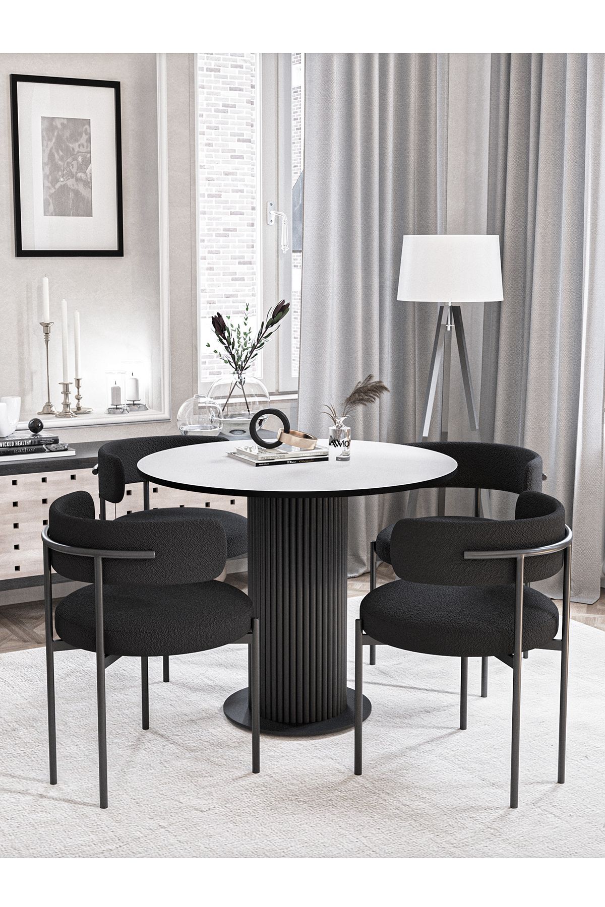 DOLUNAY 90 X 90 YUVARLAK MASA MUTFAK MASASI TAKIMI YEMEK ODASI MASASI TAKIMI