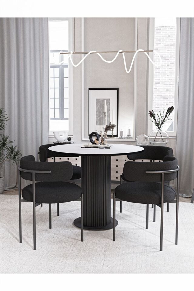 DOLUNAY 90 X 90 YUVARLAK MASA MUTFAK MASASI TAKIMI YEMEK ODASI MASASI TAKIMI