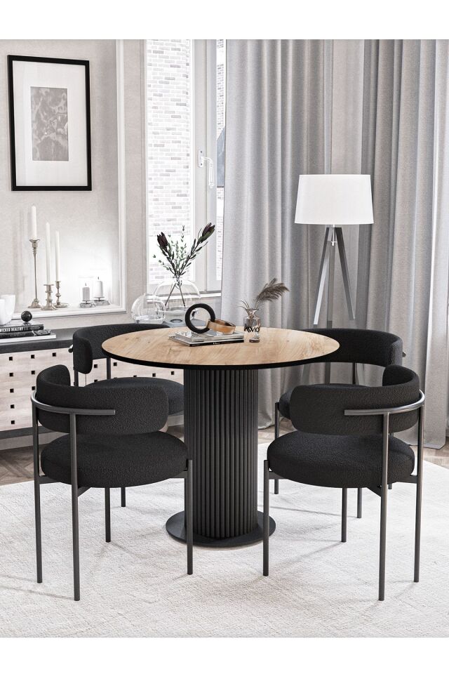 DOLUNAY 90 X 90 YUVARLAK MASA MUTFAK MASASI TAKIMI YEMEK ODASI MASASI TAKIMI