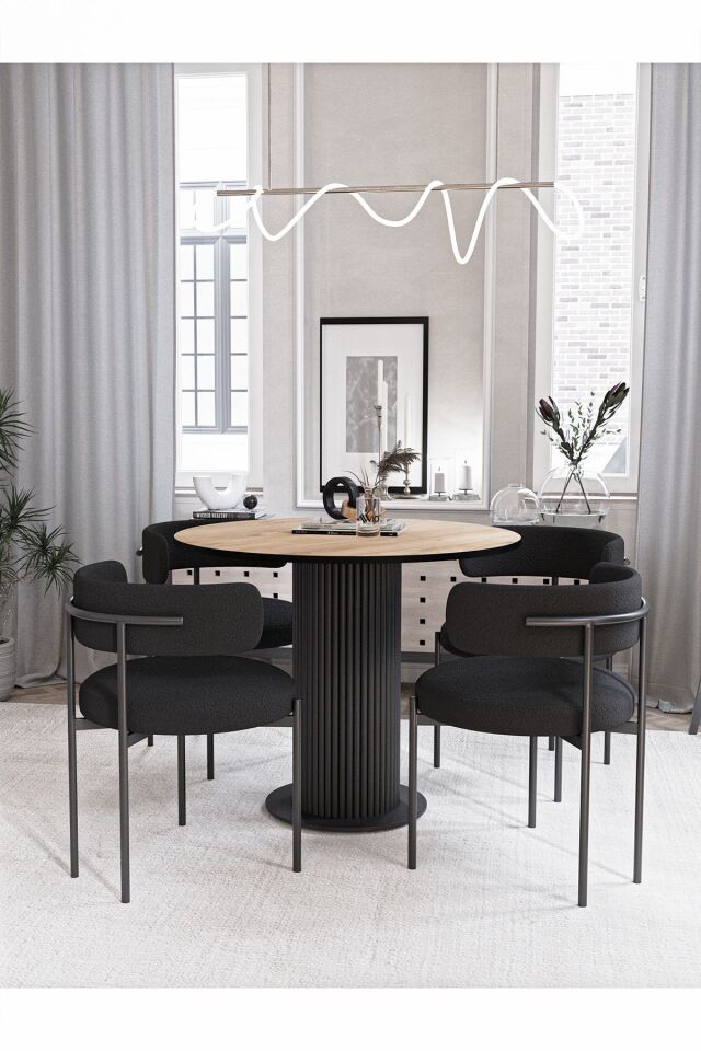 DOLUNAY 90 X 90 YUVARLAK MASA MUTFAK MASASI TAKIMI YEMEK ODASI MASASI TAKIMI