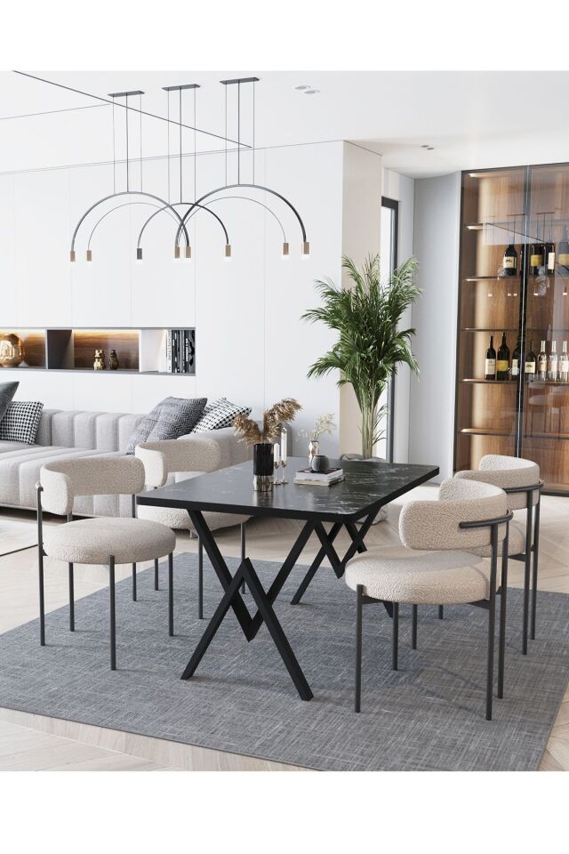 Lavinya Teddy Sandalye 80x120 Yemek Masası Mutfak Masası 4 Kişilik Masa Sandalye Takımı