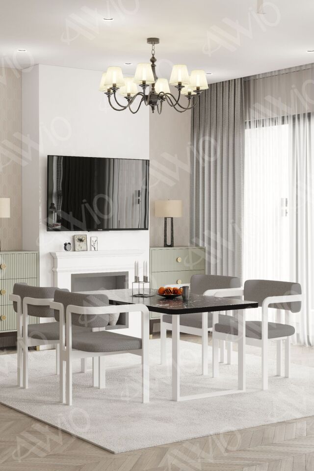 Lucas Metal Ayak Tokyo Demonte Sandalye 80x120 Yemek Masası Mutfak Masası 4 Kişilik