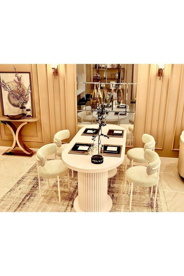 Lizy Beyaz Bohem Ayak 80x140 Yemek Masası Mutfak Masası Masa Sandalye Takımı