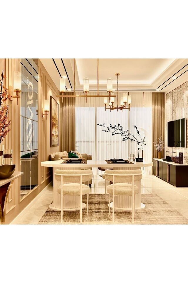 Lizy Beyaz Bohem Ayak 80x140 Yemek Masası Mutfak Masası Masa Sandalye Takımı