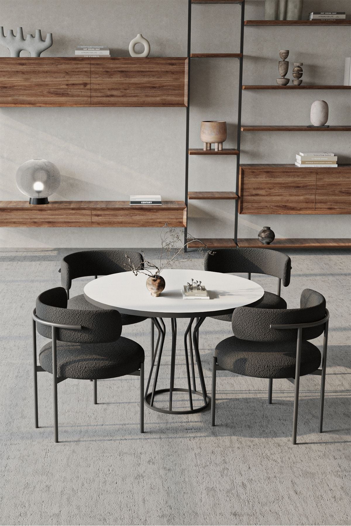 Metal Teddy Sandalye 90x90 Yuvarlak Kum Saati Ayak Mutfak Masası Takımı Yemek Masası Takımı