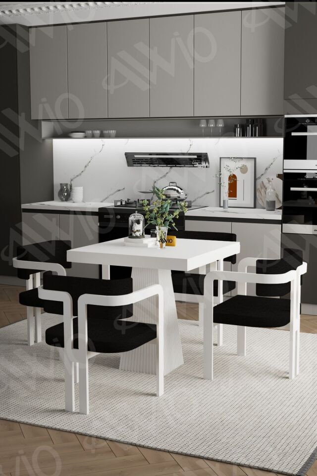 Demre Bohem Ayak Tokyo Demonte Sandalye 80x80 Yemek Masası Mutfak Masası 4 Kişilik